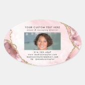 Sticker Ovale Chic Blush Pink Gold Parties scintillant Marble Ph (Devant)