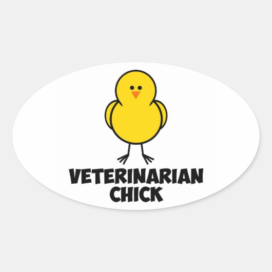 Sticker Ovale Chick vétérinaire (Devant)