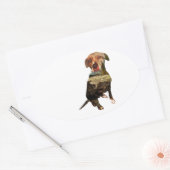 Sticker Ovale chien à double exposition (Enveloppe)