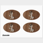 Sticker Ovale Chien à l'air cuir (Feuille)