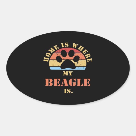 Sticker Ovale Chien Beagle mignon (Devant)