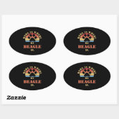 Sticker Ovale Chien Beagle mignon (Feuille)