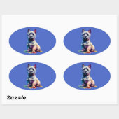 Sticker Ovale Chien de Cairn Terrier (Feuille)