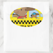 Sticker Ovale Chien de taxi de New York (Sac)