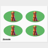 Sticker Ovale Chien de triant recouvert de boue (Feuille)