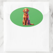 Sticker Ovale Chien de triant recouvert de boue (Sac)