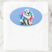 Sticker Ovale Chien des Pyrénées (Sac)