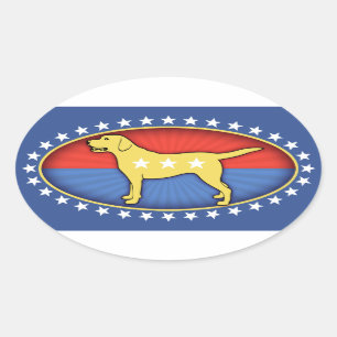 Sticker Ovale Chien jaune
