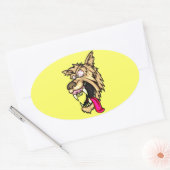 Sticker Ovale Chien Junkyard en colère (Enveloppe)