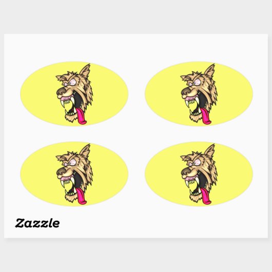 Sticker Ovale Chien Junkyard en colère (Feuille)