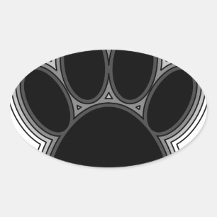 Sticker Ovale Chien Paw Avec Plan