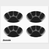 Sticker Ovale Chien Paw Avec Plan (Feuille)