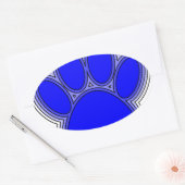 Sticker Ovale Chien Paw En Bleu Avec Contours (Enveloppe)