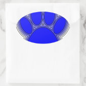 Sticker Ovale Chien Paw En Bleu Avec Contours (Sac)