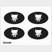 Sticker Ovale Chien Pitbull en colère (Feuille)