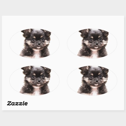 Sticker Ovale Chihuahua Chien chiot (Feuille)