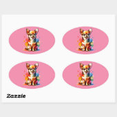 Sticker Ovale Chihuahua Chig (Feuille)