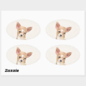 Sticker Ovale Chihuahua Peinture - Cute Original Chien Art (Feuille)