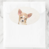 Sticker Ovale Chihuahua Peinture - Cute Original Chien Art (Sac)