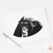 Sticker Ovale Chimpanzé noir blanc (Enveloppe)