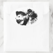 Sticker Ovale Chimpanzé noir et blanc (Sac)