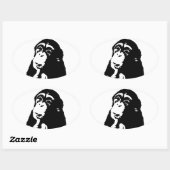 Sticker Ovale Chimpanzé Pop Art Thinking (Feuille)