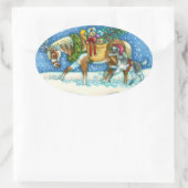 STICKER OVALE CHINCOTEAGUE PONIES & VACANCES SOUHAITS CHEVAL (Sac)