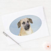 Sticker Ovale Chinook (Oreilles Laissées) Peinture - Art Chien o (Enveloppe)