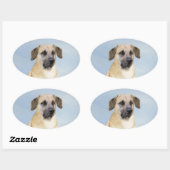 Sticker Ovale Chinook (Oreilles Laissées) Peinture - Art Chien o (Feuille)
