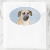 Sticker Ovale Chinook (Oreilles Laissées) Peinture - Art Chien o (Sac)