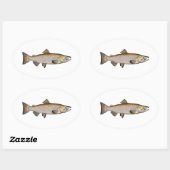 Sticker Ovale Chinook - Saumon du roi (phase de frai) (Feuille)
