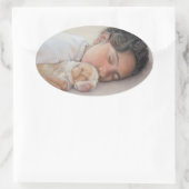 Sticker Ovale chiot très mignon enfant et beagle (Sac)