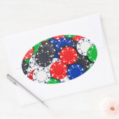 Sticker Ovale Chips de poker Casino (Enveloppe)