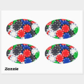 Sticker Ovale Chips de poker Casino (Feuille)