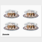 Sticker Ovale Chocolat Charlotte Russe Dessert Vintage (Feuille)