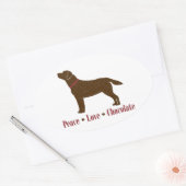 Sticker Ovale Chocolate Lab Peace Love (Enveloppe)