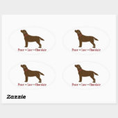 Sticker Ovale Chocolate Lab Peace Love (Feuille)