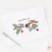 Sticker Ovale Choeur des oiseaux de Noël Art populaire ukrainien (Enveloppe)