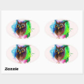 Sticker Ovale Chouette à bois (Feuille)