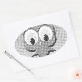 Sticker Ovale Chouette À Papier En Noir Et Blanc (Enveloppe)