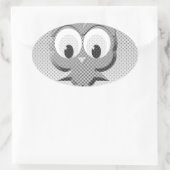 Sticker Ovale Chouette À Papier En Noir Et Blanc (Sac)