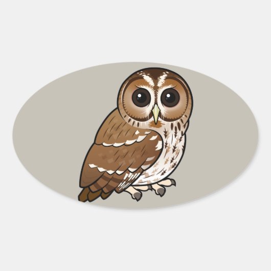 Sticker Ovale Chouette tawny Birdorable (Devant)