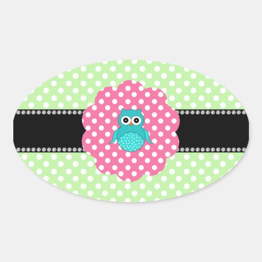 Sticker Ovale Chouette turquoise (Devant)