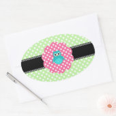 Sticker Ovale Chouette turquoise (Enveloppe)