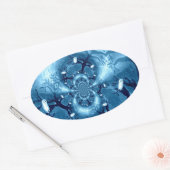 Sticker Ovale Chouettes d'arbre bleu Motif (Enveloppe)