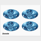 Sticker Ovale Chouettes d'arbre bleu Motif (Feuille)