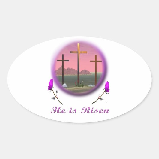 Sticker Ovale Christ ressuscité (Devant)