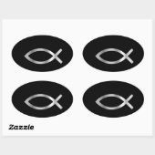Sticker Ovale Christianity Ichthys fish (Feuille)