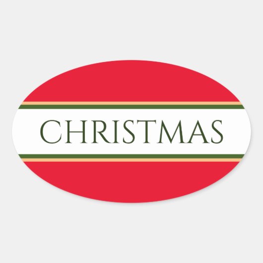 Sticker Ovale CHRISTMAS Bright Red Green White Racing Stripes (Devant)