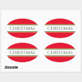 Sticker Ovale CHRISTMAS Bright Red Green White Racing Stripes (Feuille)